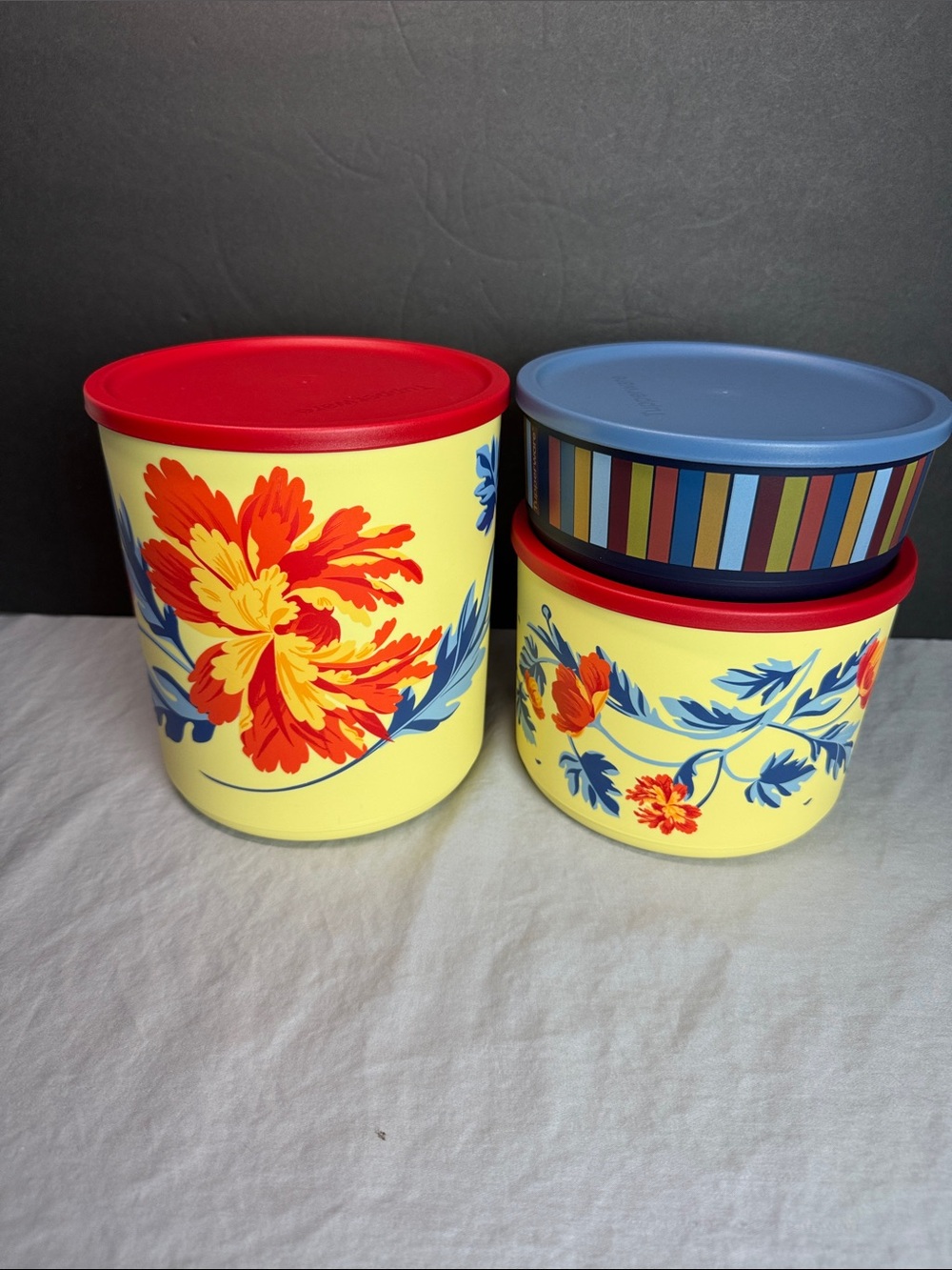 Tupperware Floralis Floral Canister Set 3.3L 2.1L 950mL New